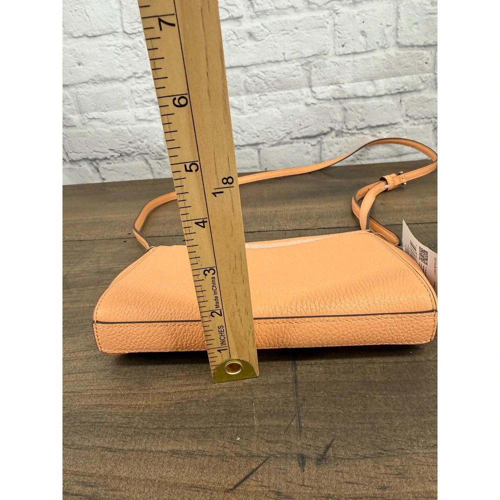 Kate Spade Leila‎ Mini Top Zip Crossbody Bag Orange Cream Pebbled Leather NEW
